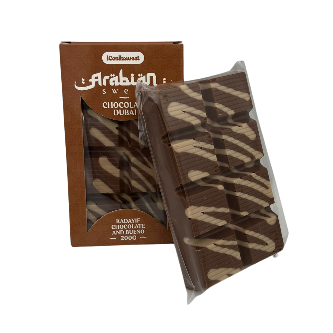 Dubai Chocoladereep Melkchocolade - Bueno vulling